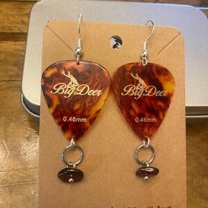 Big Deer Guitar Pick Earrings